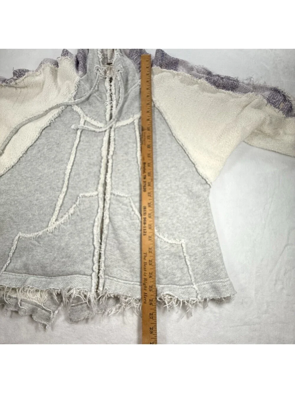 Free People Women’s Small Zip Hoodie Raw Edge Colorblock Boho Oversized